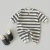 Versión Coreana Ins Ropa Infantil Bebé Primavera y Otoño Niños y Niñas Bebé Algodón Cómodo Sudadera Rayada Mono Bebé Mameluco Largo para Gatear