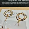 Pulsera de Cristal Torre Amarilla, Pulsera de Cristal, Joyería de Cristal, Pulsera de Cristal Blanco y Amarillo Natural para Mujer, Joyería de Alta Gama