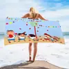 Toalha de banho de secagem rápida infantil de grandes dimensões Giz de cera Pequena nova toalha de praia Microfibra Velo de dupla face Toalha de praia com impressão digital