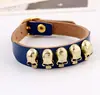 Pulsera de cuero con calavera punk de joyería de exportación de Europa y Estados Unidos Pulsera de cuero al por mayor de joyería Yiwu