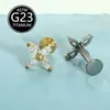 Stud de Lábio Zircônia Marquise Quatro Pétalas em Liga de Titânio Astmf-136, Todo em Titânio, Unissex, Joia de Lábio Exquisita e Versátil