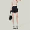 Shorts jeans femininos 2024 Nova tendência de moda cintura alta preto solto pequeno enrolado perna larga em forma de A Hot Pants