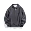 Ropa de moda suelta para primavera y otoño, sudadera de algodón piqué doble de marca de moda para pareja, estilo Hong Kong, polo de cuello camisero, sudadera de marca de moda para estudiante