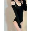 Traje de baño de una pieza estilo Chanel estilo coreano nuevo 2024 manga larga sexy para vacaciones traje de baño de una pieza bikini femenino