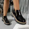 Nueva colección 2026 de zapatos para mujer para exportación: Zapatos planos brillantes de suela gruesa para otoño e invierno, de estilo europeo y americano, modernos y retro, disponibles en stock