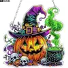 Decoración de Halloween Popular Transfronteriza Linterna de Calabaza Guirnalda de Esqueleto Colgante de Disco Acrílico Decoración de Ventana Decoración de Letrero de Porche