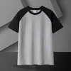 Nova Camiseta Tendência Verão Retrô Estilo Americano Marca Patchwork Color-Blocking Manga Curta Raglan Meia-Manga Masculina 2025