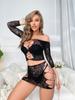Tentación Europea y Americana Ins Jacquard Transparente Diamante Caliente Conjunto de Dos Piezas Sexy Lencería Femenina Pasión Sexy Conjunto Sin Quitar Venta al Por Mayor