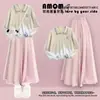 Conjunto de sudadera para niña, nuevo atuendo de otoño, pantalón falda de pierna ancha tipo dopamina para niños, top con cuello estilo universitario y pantalones para niñas