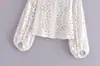 Ahora 2025 estilo europeo y americano para mujer nueva camisa blanca de manga larga con bordado hueco 5474