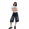 Jeans Largos Soltos para Mulheres, Moda de Verão Novo Retrô de Cintura Alta Reta Estilo Coreano, Calças Cropped Emagrecedoras para Mulheres Plus Size