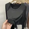 Nueva Camiseta Térmica Estilo Coreano para Mujer Otoño Invierno con Forro de Terciopelo Cálido, Corte Ajustado, Nueva Camiseta de Manga Larga de Otoño 2026