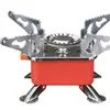 Fogareiro Portátil de Camping Mini Dobrável Outdoor Metal Backpacking Fogareiro a Gás Fornalha à Prova de Vento Queimador de Cozinha para Caminhada Piquenique