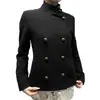 Abrigo de lana retro estilo coreano, estilo universitario, de cuello alto, abotonado, versátil y de moda casual para otoño e invierno