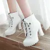 Botas Martin de Cadarço com Rebites Renda Britânica Outono e Inverno 2019 Salto Grosso Chunky Retrô Botas Curtas Comércio Exterior Tamanho Grande Sapatos Femininos wish AliExpress