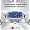 Ofns Nuevo Reloj de Forma de Barril Más Vendido Multifuncional Impermeable Luminoso Romano para Hombre Pequeño de Tres Manecillas con Calendario Reloj de Cuarzo