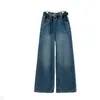 Calça Jeans Feminina Estilo Primavera e Outono para Meninas Mais Velhas Moda Elegante Calça Wide Leg para Meninas Alunos do Ensino Fundamental Calça Camélia Casual