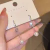 Pendientes de Aleación de Cobre Aguja de Plata 925 Borla Hebilla de Oreja de Perla Pendientes Femeninos Versátiles Nicho Pendientes Simples