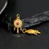 Prata 925 Banhada com Acessórios de Flor de Peônia Vermelha do Sul Pulseira DIY Acessórios de Corda Trançada Contas de Prata Antiga