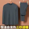 Conjunto de Camada Base Térmica Autoaquecente de Lã Dupla Face Masculino de Inverno para Meia-Idade, Top e Calça de Gola Média para Outono, para Usar por Baixo, Proteção Contra Frio, Camada Base