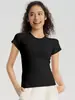 Camiseta Deportiva Jacquard de Cuello Redondo, Secado Rápido, para Fitness, Running, Pilates, Entrenamiento Integral, Yoga, Manga Corta, Verano
