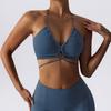 Top Transfronterizo de Cuello en V Profundo, Sujetador de Yoga Sexy de Tirantes Finos, Hermoso Conjunto de Espalda, Pantalones Acampanados de Cintura Alta para Mujer con Control de Abdomen y Levantamiento de Glúteos, Secado Rápido