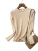 Camiseta Interior de Punto Fina y Elegante con Cuello Redondo para Mujer Otoño e Invierno 2023 Nuevo Estilo Tejido de Punto con Manga Larga Negro