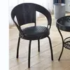 Silla de Ratán para Balcón Silla Individual con Respaldo Tejida a Mano Sala de Estar Dormitorio Silla de Ratán Giratoria Simple para el Hogar Silla de Ratán Pequeña para Exteriores