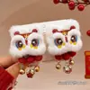 Horquilla Roja Infantil para Festival de Primavera, Pin de Tela Roja con Puntos Blancos Lindo para Niña con Lazo, Horquilla con Ambiente de Año Nuevo