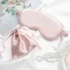Set de máscara de ojos de seda sintética de dos piezas con bolsa de tela gratis, máscara de ojos protectora diaria para el trabajo, set de máscara de ojos para dormir que bloquea la luz