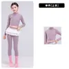 Conjunto morado de manga larga para niñas, adecuado para entrenamiento de danza, exámenes de arte, yoga y actuaciones de danza jazz