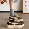 Zapatos de Plataforma con Cordones de Cuero Genuino y Suela Gruesa para Mujer con Forro de Terciopelo Cálido Zapatos de Algodón 2026 Nuevos Zapatos Deportivos Casuales para Niños y Adultos