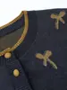 Cárdigan de Punto Redondo Estampado Adelgazante Reductor de Edad para Mujer Temporada de Primavera y Otoño Botones con Decoración de Lazo Suéter Chaqueta Delgado