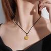 Brújula de Ocho Tesoros de Oro Puro 999 Jiufengxiang Plata Envuelta en Oro Colgante de Oro Collar de Cuerda Trenzada Herencia de Método Antiguo Mismo Estilo para Hombres y Mujeres