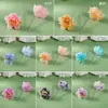 Brinco pequeno de flor de peônia luminosa para furo na orelha brincos frescos doces nicho brincos de flor coloridos clipe de orelha atacado