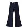 Ropa de Mujer al por Mayor Transfronteriza Otoño Nuevo Estilo Americano Aspecto Adelgazante Aspecto Adelgazante Color Sólido Elástico Jeans Ligeramente Acampanados