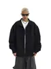Chaqueta Retro Americana Coach Cuello Alto Chaqueta Hombres Otoño e Invierno Color Sólido Casual Holgada Cremallera Ropa de Trabajo Chaqueta de Vuelo