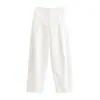 Aliexpress Más Vendido Ins Pantalones Largos Plisados para Mujer Moda Transfronteriza Europea y Americana Blancos Cómodos Casuales Pantalones con Cordón del Sudeste Asiático