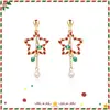 25 Novos Brincos de Natal com Franjas de Estrela de Cinco Pontas para Outono e Inverno, Brincos Fofos e Doces, Versáteis Elegantes, Brincos Sem Furo
