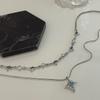Collar con Cruz de Estrella que Gotea Aceite Irregular para Mujer, Nicho de Lujo Ligero, Cadena para Clavícula Superpuesta de Doble Capa Hip-hop Dulce Fresco