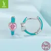 Novos Brincos de Zircônia Rosa em Formato de Coração da Yinziyun com Design Fresco de Cores Contrastantes Brincos de Prata Esterlina S925
