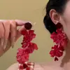 Pendientes de Flor de Terciopelo Retro, Pendientes de Lujo Accesible de Gama Alta, Elegantes, de Gama Alta y Atmosféricos Pendientes Rojos de Otoño e Invierno para Año Nuevo para Mujer