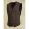 2026 Nuevo Chaleco de Traje para Hombre Europeo y Americano de Corte Delgado Color Sólido Cuello en V Chaleco Casual de Negocios de un Solo Botón Talla Europea para Hombre