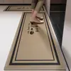 Tapete para piso específico para cocina, lino sintético, simple, lavable, no requiere lavado, impermeable, resistente al aceite, tapete largo para gabinetes de cocina del hogar