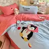 Nuevo estilo juego de cuatro piezas de bordado en toalla de hilo rizado, juego de ropa de cama curativa de alta estética que induce la dopamina para dormitorios de estudiantes, juego de tres piezas