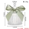 Tarro de dulces de boda con forma de lazo estilo Ins, caja de dulces de plástico transparente, caja de regalo de recuerdo de boda con lazo blanco roto y verde guisante