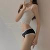 Calcinhas Estampa Onça Femininas Cintura Média-Baixa Seda Gelo Sem Costura Sexy com Renda Respiráveis Algodão Crotch Levanta Bumbum