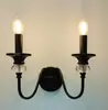 Sombra de VelaSala de estar de estilo francés vela candelabro de cristal, comedor de tono oscuro vintage lámpara de hierro con forma de rama