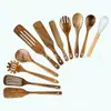 Amazon Mais Vendido Conjunto de Espátula e Colher para Cozinha com Cabo Longo de Madeira de Acácia Conjunto de Sete Peças Espátula para Panela de Madeira Maciça Conjunto de Oito Peças Colher de Sopa Atacado
