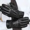 Guantes de cuero PU para hombre, comercio exterior original, invierno, tacto cálido, pantalla táctil, con felpa, impermeables, cortavientos, para exteriores, motocicleta, viajes